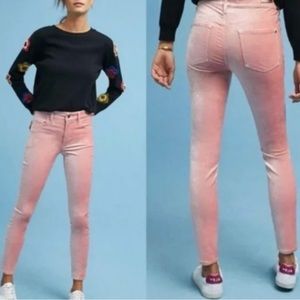 Pilcro and the letterpress pink crushed velvet skinny jeans size28